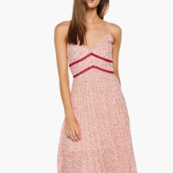 Bardot Dresses & Skirts - Bardot Red & Cream Floral Print Maxi Dress | Wedding Guest Summer Dress Size 8